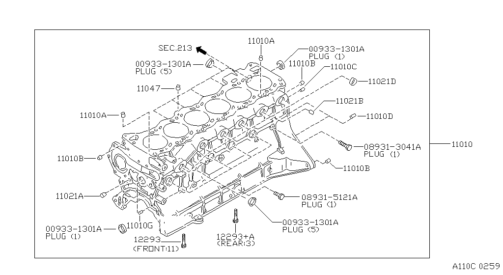 Блок цилиндров и поддон картера COMPONENT PARTS (10.97 - 02.00)