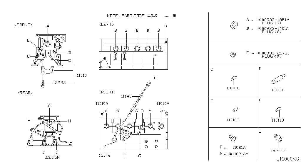 Блок цилиндров и поддон картера COMPONENT PARTS (10.02 - н.в.)