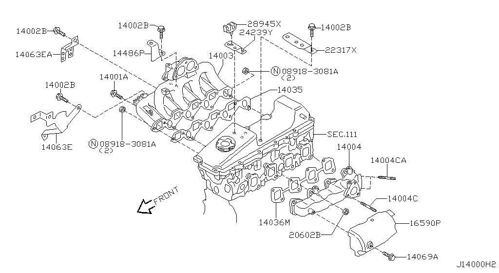 Трубопровод INTAKE & EXHAUST PARTS (02.01 - 10.02)
