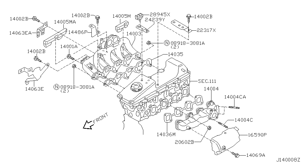 Трубопровод INTAKE & EXHAUST PARTS (02.00 - 02.01)