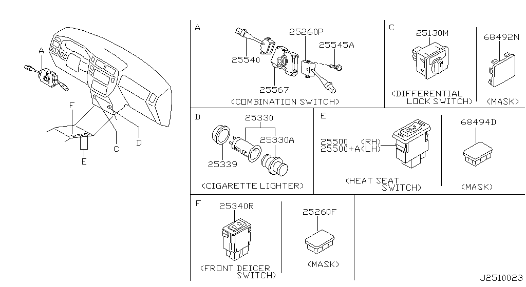 Переключатель STEERING & CENTER CONSOLE (06.99 - 02.00)