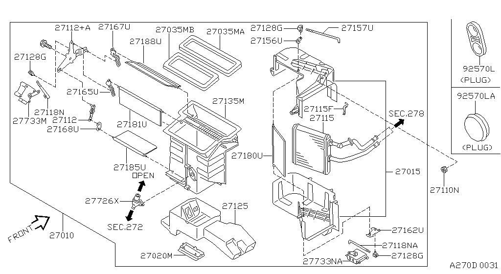 Блок отопителя и вентилятора FRONT HEATER UNIT (AUTO) (10.97 - 06.99)