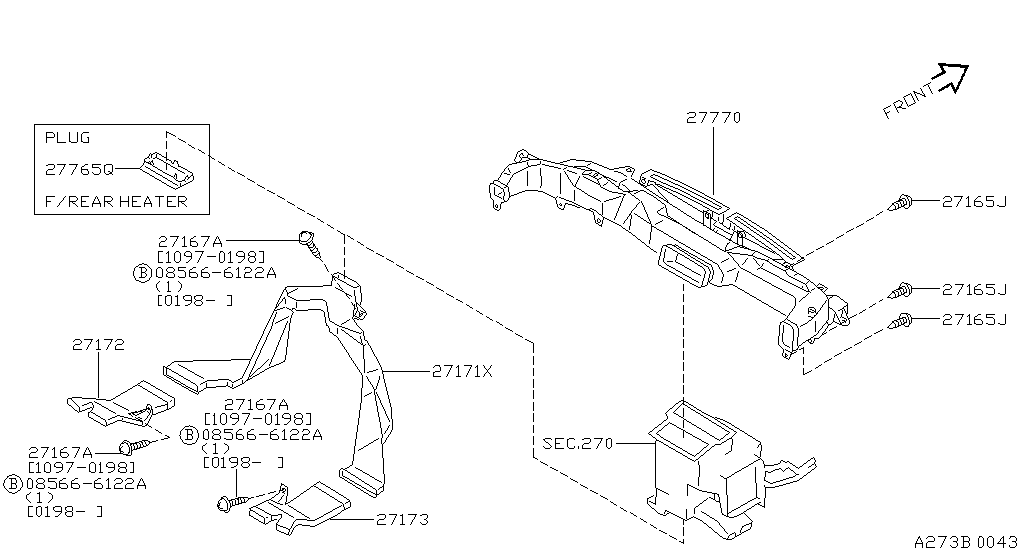 Патрубок и воздуховод FRONT HEATER DUCT (10.97 - 06.99)