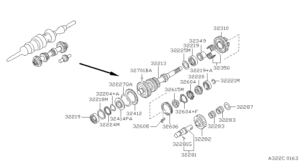 Привод трансмиссии COUNTER & REVERSE GEAR(FS5R30A) (10.97 - 02.00)