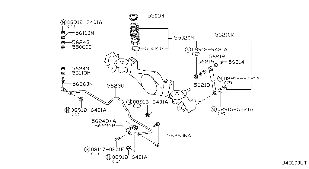 Задняя подвеска ABSORBER,STABILIZER & SPRING (06.99 - 02.00)