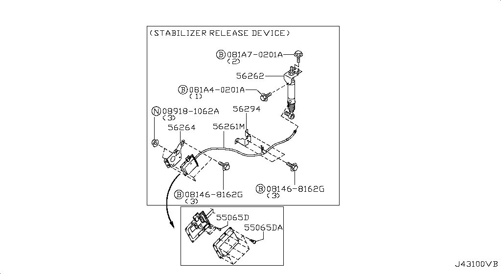 Задняя подвеска STABIILIZER RELEASE DEVICE (10.05 - 12.06)