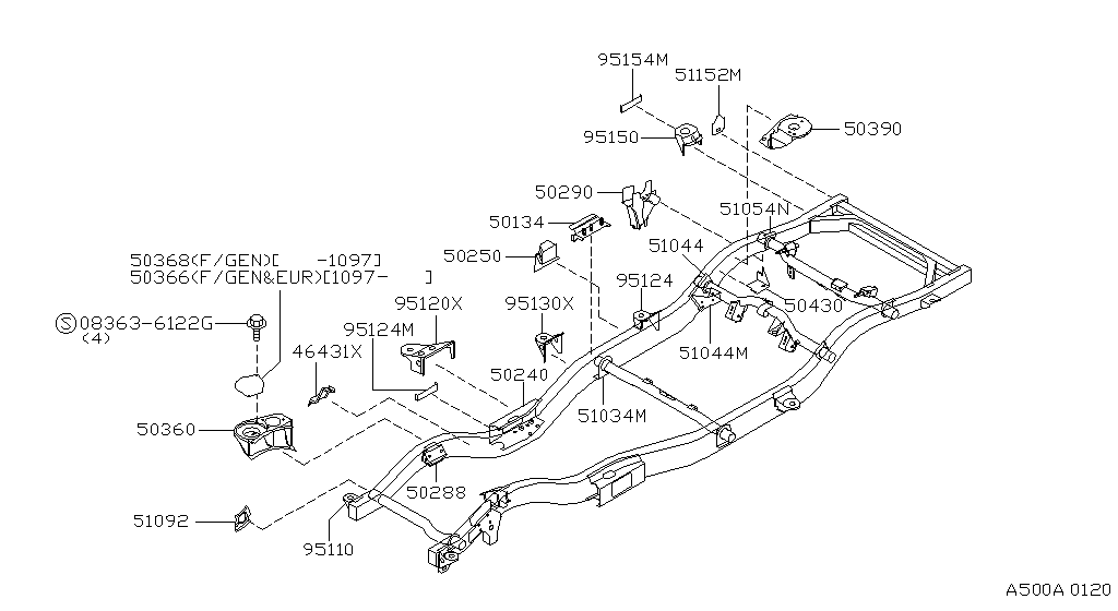 Каркас BRACKET & PARTS(RH) (10.97 - 06.99)