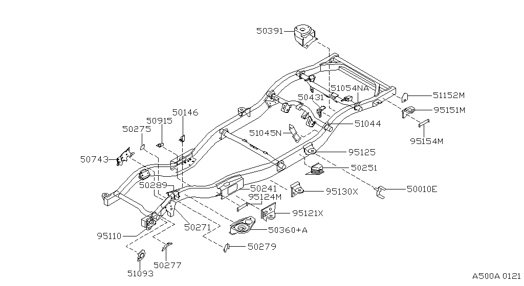Каркас BRACKET & PARTS(LH) (10.97 - 02.00)