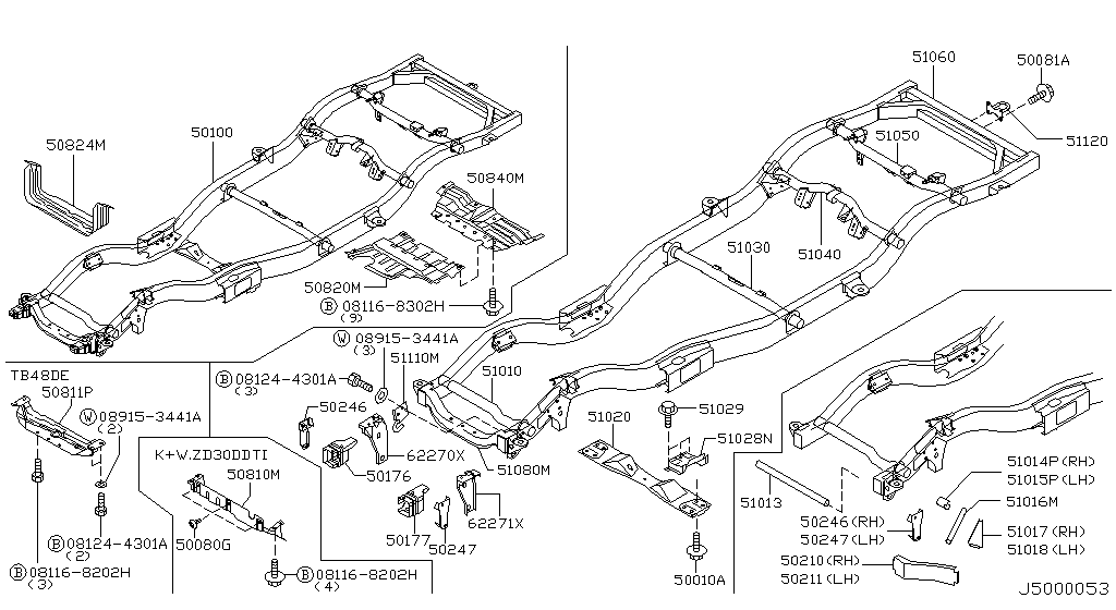 Каркас FRAME ASSY & MEMBER (10.02 - 02.04)