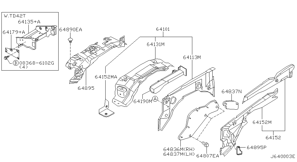 Планка капота, крепления HOODLEDGE PANEL&FITTING LH (02.00 - 07.01)
