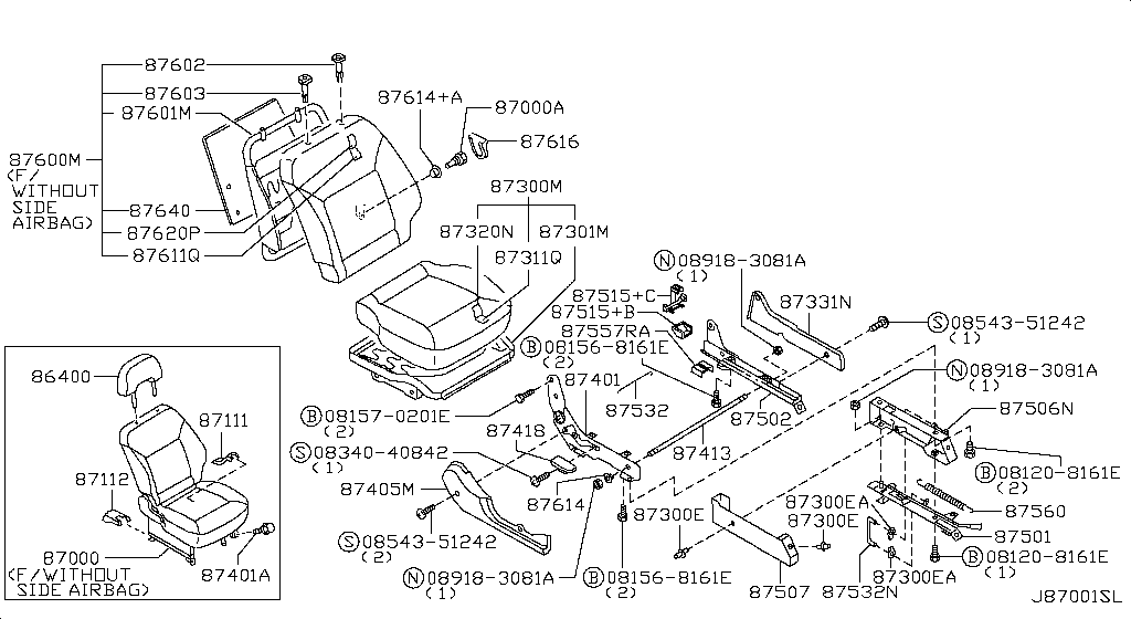 Переднее сиденье RH SEAT (12.06 - н.в.)
