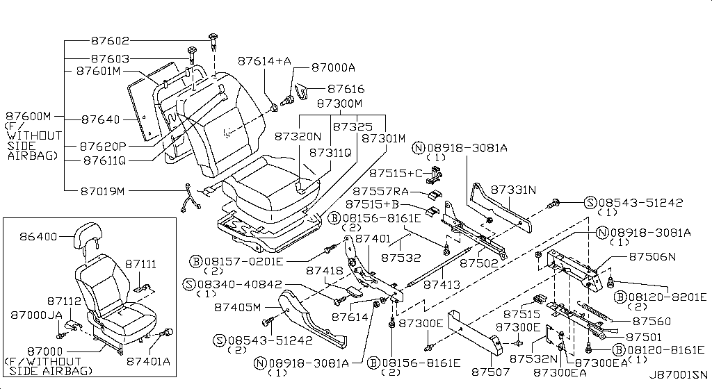 Переднее сиденье RH SEAT W/HEATER (12.06 - н.в.)