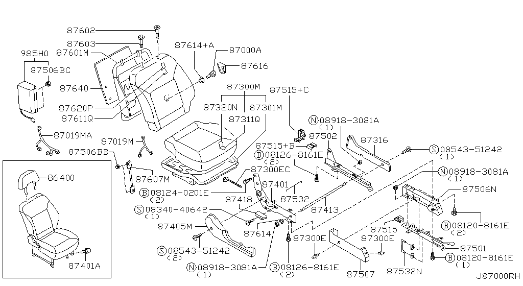 Переднее сиденье WITH A/B RH MANUAL SEAT (07.04 - 10.05)