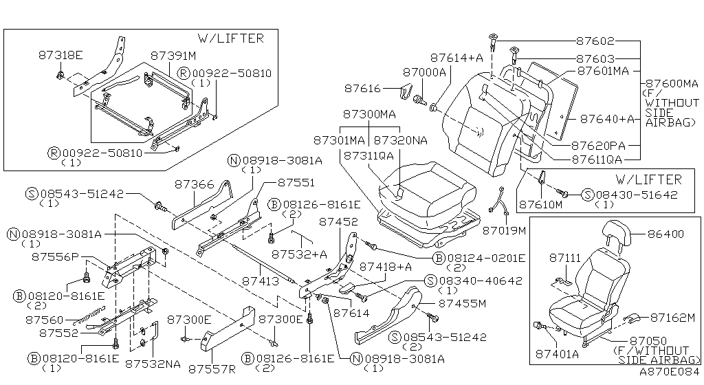 Переднее сиденье LH MANUAL SEAT (10.97 - 02.00)