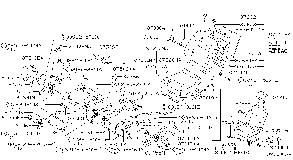Переднее сиденье LH POWER SEAT (10.97 - 02.00)