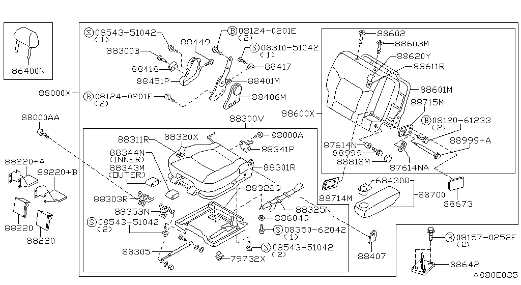 Заднее сиденье RH SEAT (10.97 - 02.00)