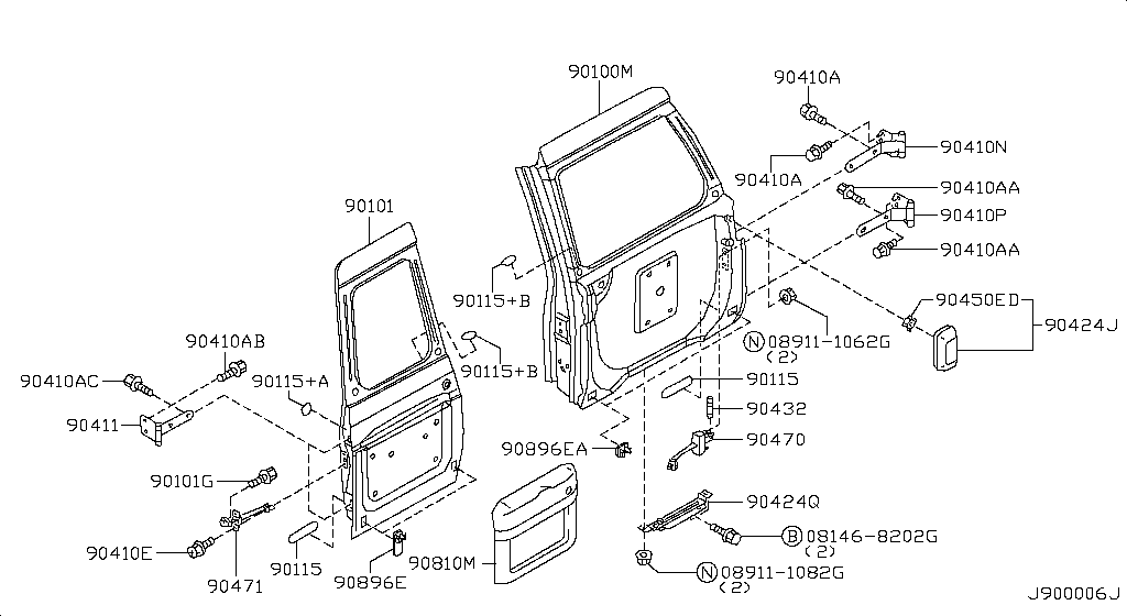 Панели и крепления задней двери PANEL FITTING (07.04 - 12.06)
