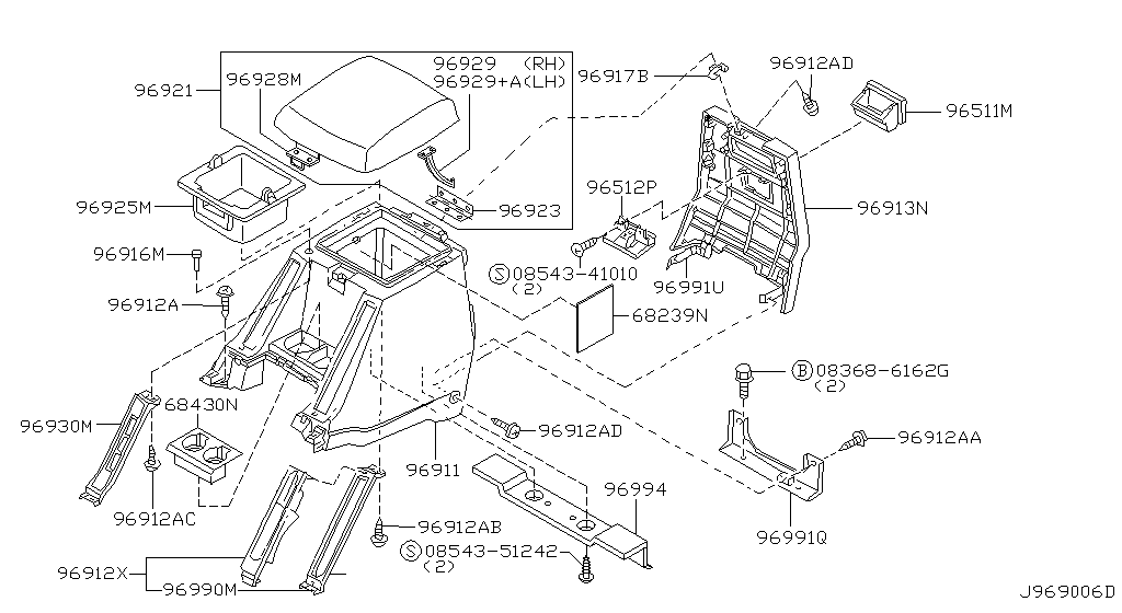 Корпус консоли CONSOLE ASSY-CTR (10.02 - 07.04)