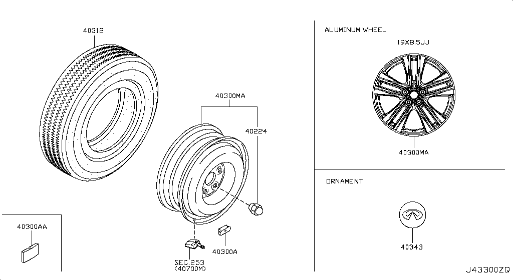 Колеса и шины ALUMINUM WHEEL(19INCH) (09.07 - 06.08)