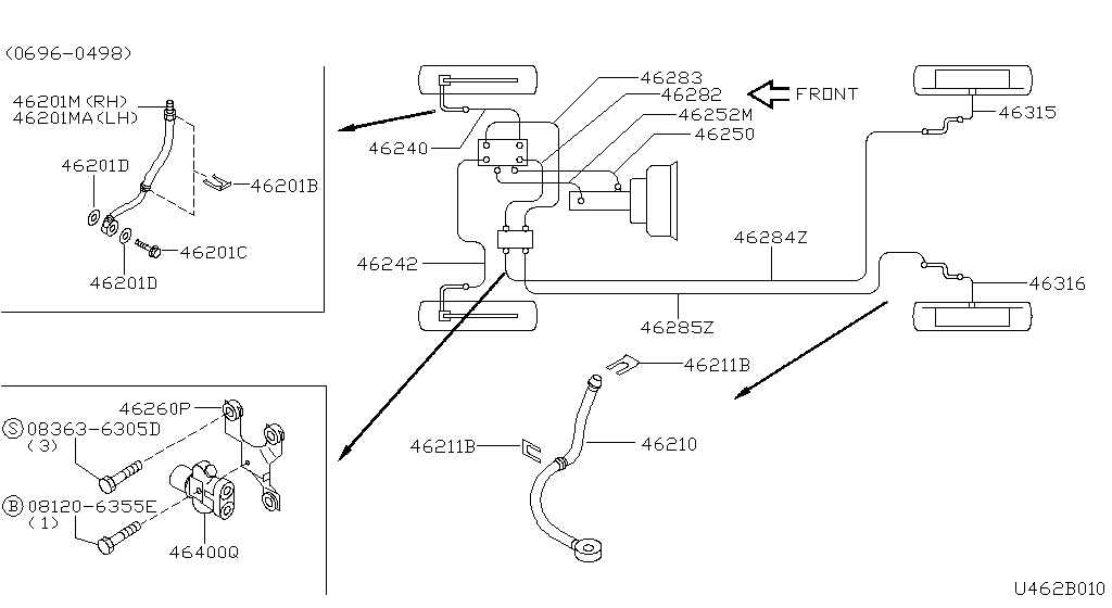 Купить Nissan 4628232P10 (46282-32P10) Tube Assembly, Brake Actuator To Rear для